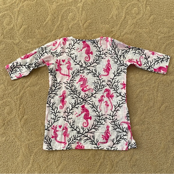 Gretchen Scott Designs Kids Seahorse Swim Coverup Pink Sea Life Tunic Size 2/4 - Picture 2 of 6